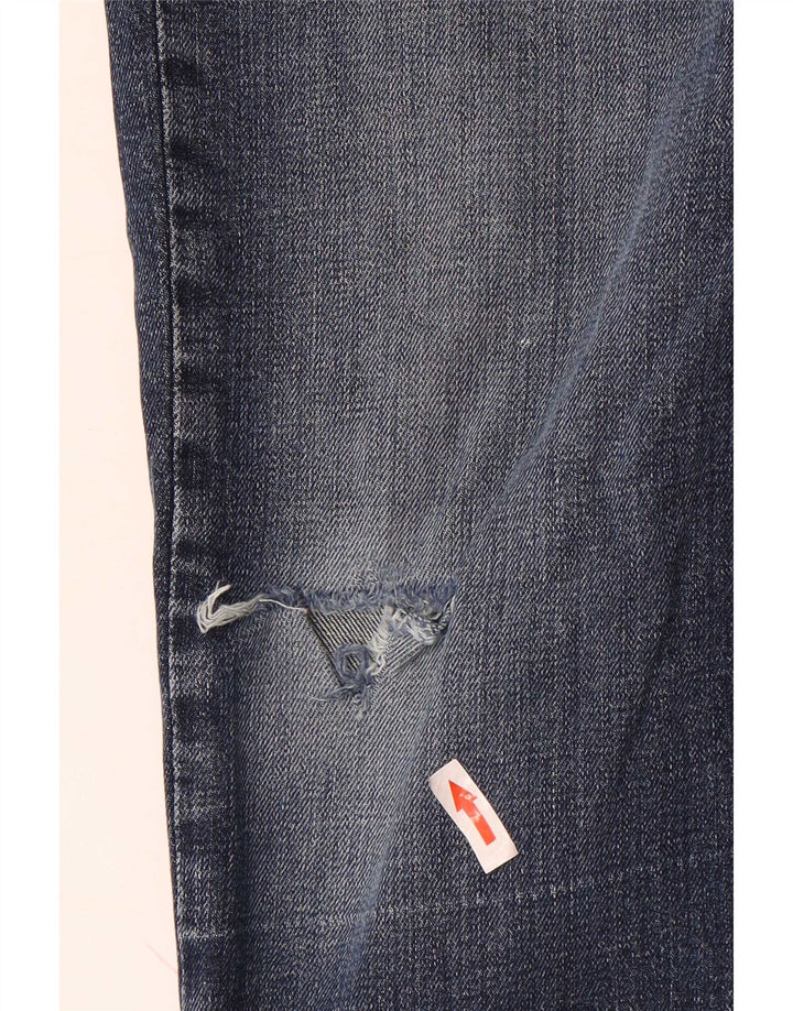 Gap Masculino Distressed Slim Jeans W34 L32 Azul Algodão