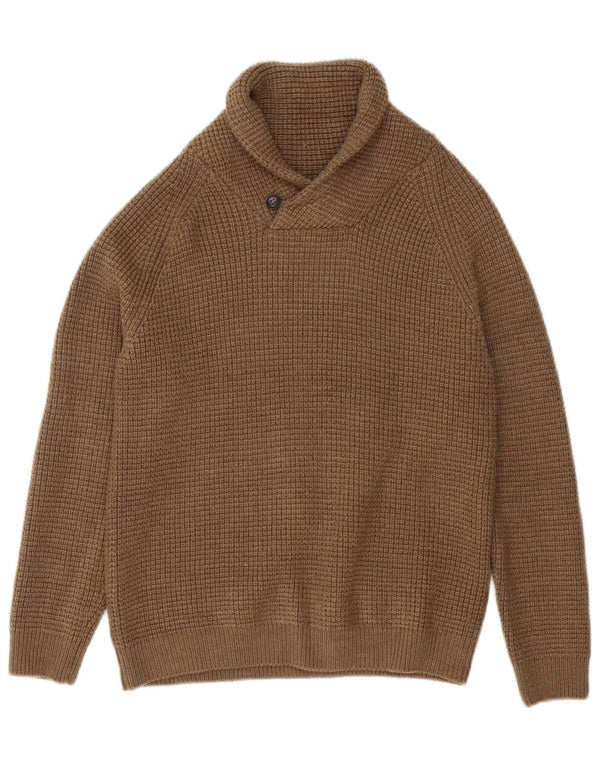 Suéter Zara Boys com gola xale 11-12 anos marrom acrílico