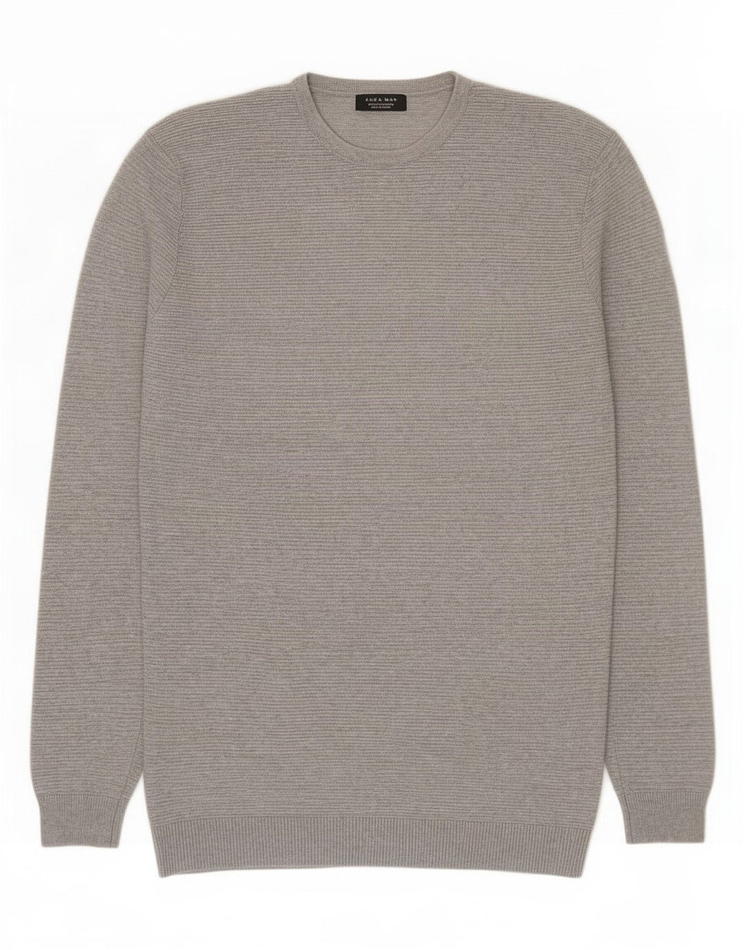 Suéter masculino Zara com gola redonda, grande algodão cinza