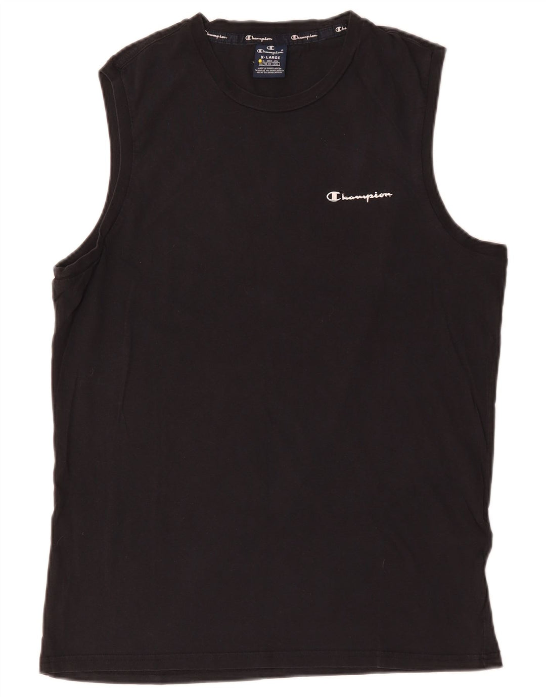 CHAMPION Mens Colete Top XL Algodão Preto