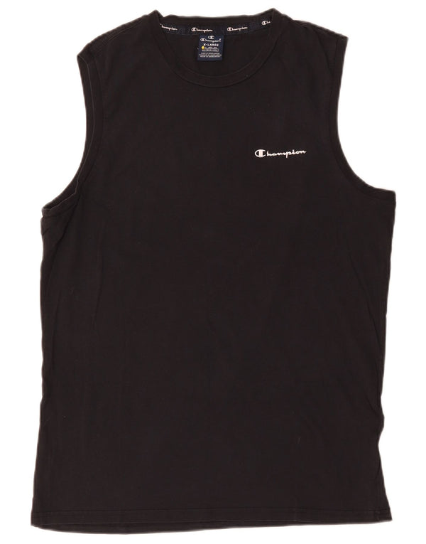 CHAMPION Mens Colete Top XL Algodão Preto
