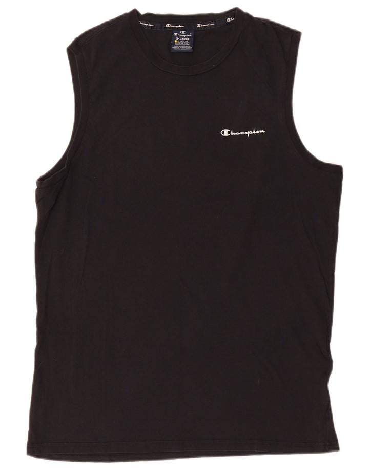 CHAMPION Mens Colete Top XL Algodão Preto