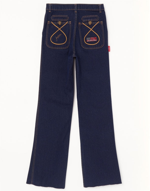 Jeans vintage feminino bootcut W30 L33 algodão azul marinho