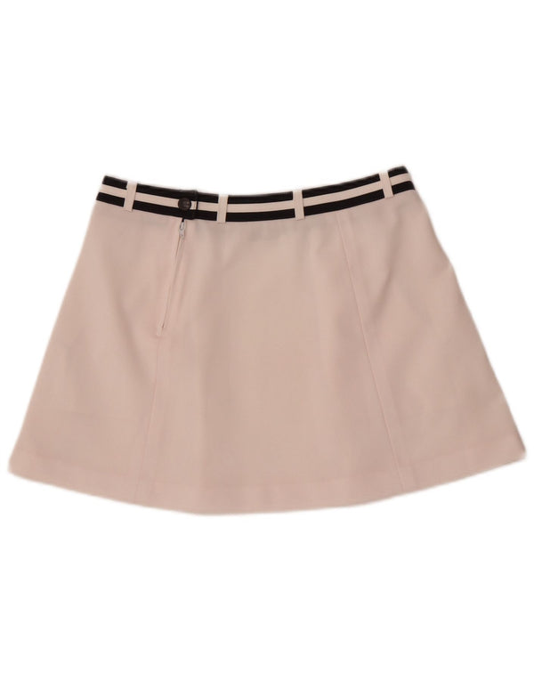 Mini saia de tênis feminina Fila UK 12 poliéster listrado branco médio