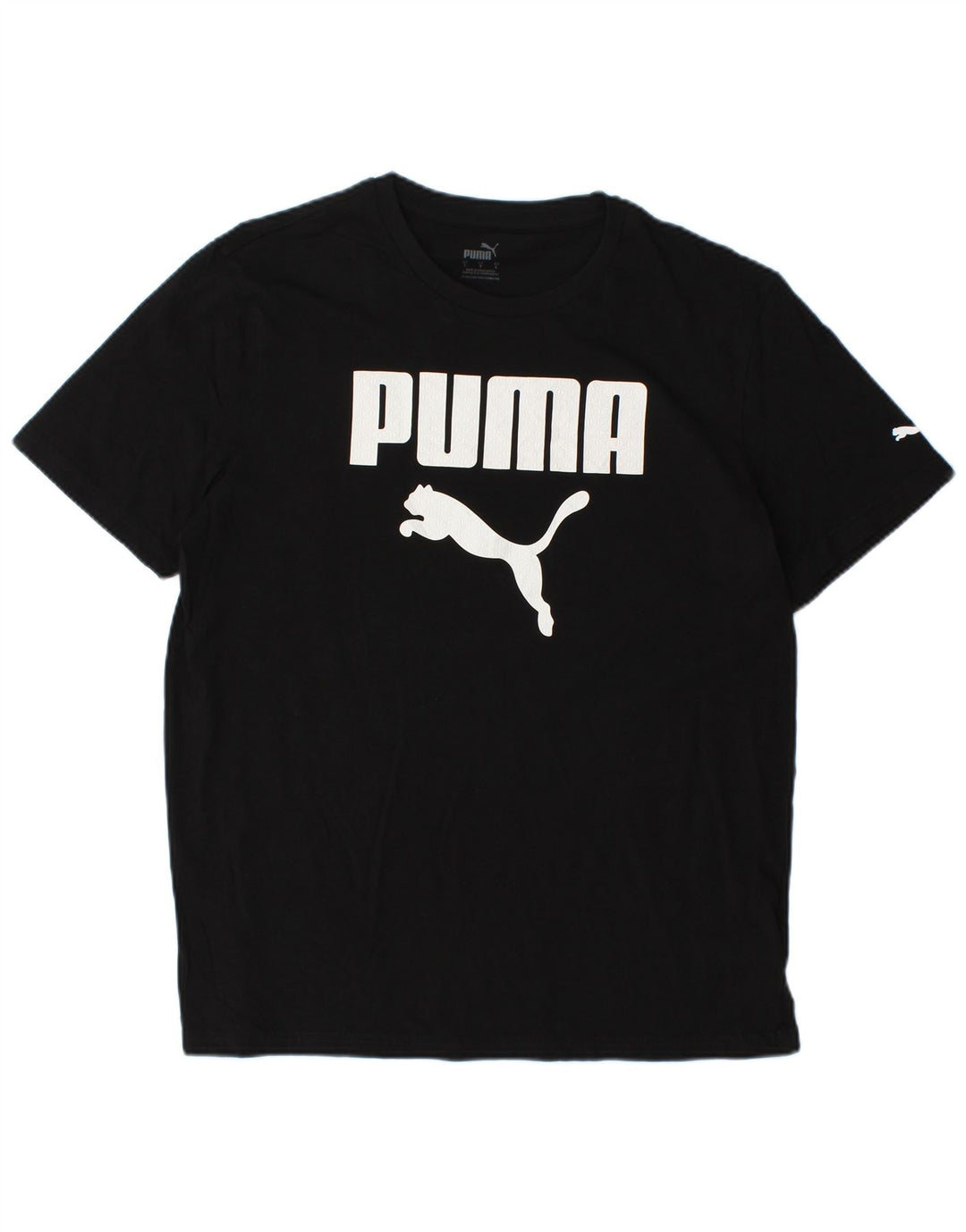 Camiseta masculina PUMA com estampa gráfica grande de algodão preto
