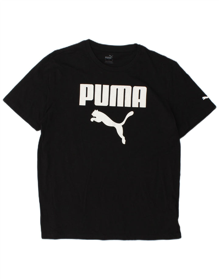 Camiseta masculina PUMA com estampa gráfica grande de algodão preto
