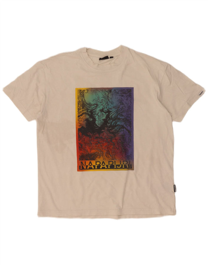 Camiseta masculina gráfica Napapijri Top médio branco