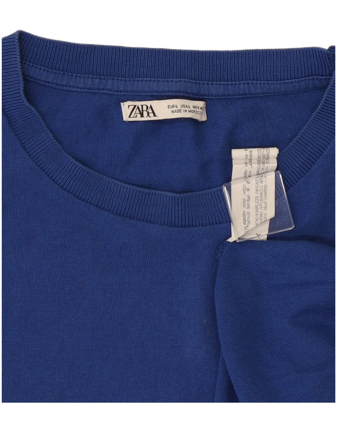 Camiseta masculina Zara Top grande algodão azul