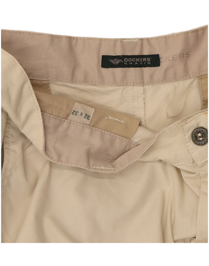 DOCKERS Calça masculina cáqui reta Chino W32 L32 algodão bege