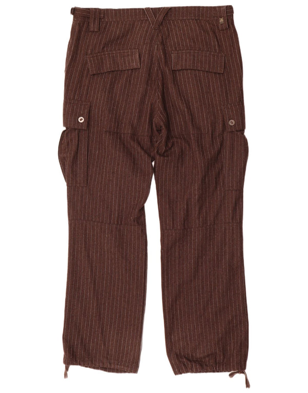 Calça cargo reta masculina Fenchurch W36 L33 poliéster listrado marrom