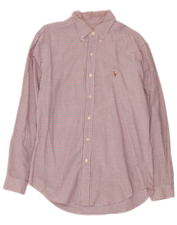 Ralph Lauren Camisa masculina clássica de flanela de algodão vermelho médio