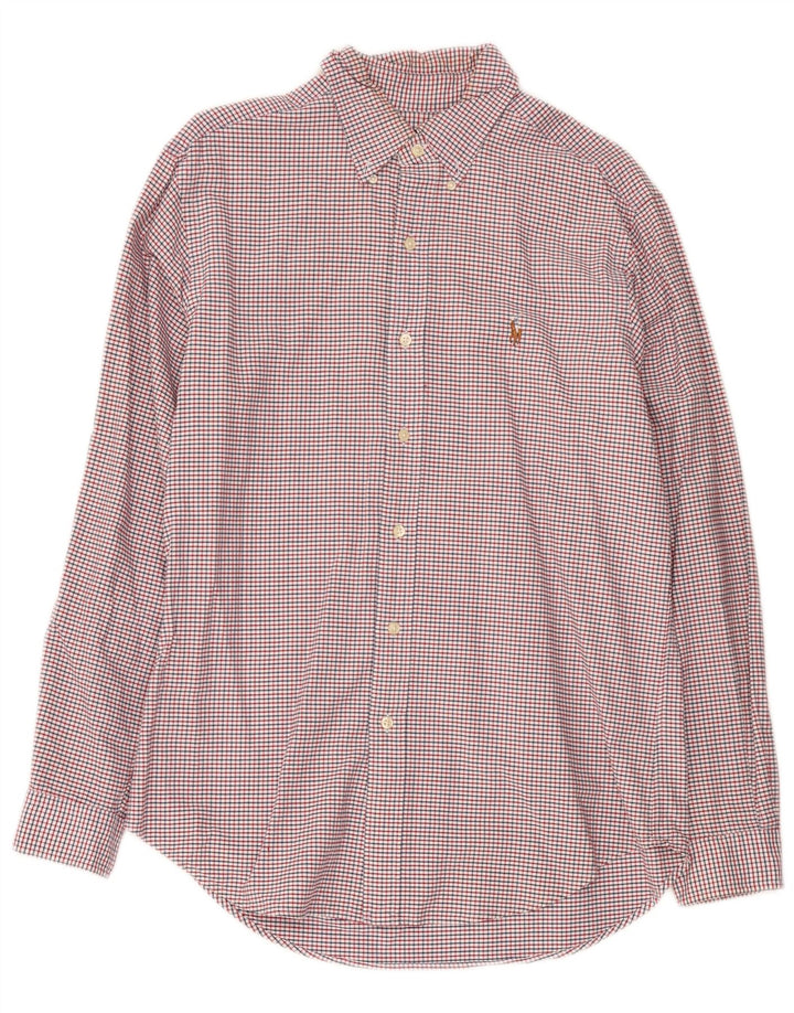 Ralph Lauren Camisa masculina clássica de flanela de algodão vermelho médio