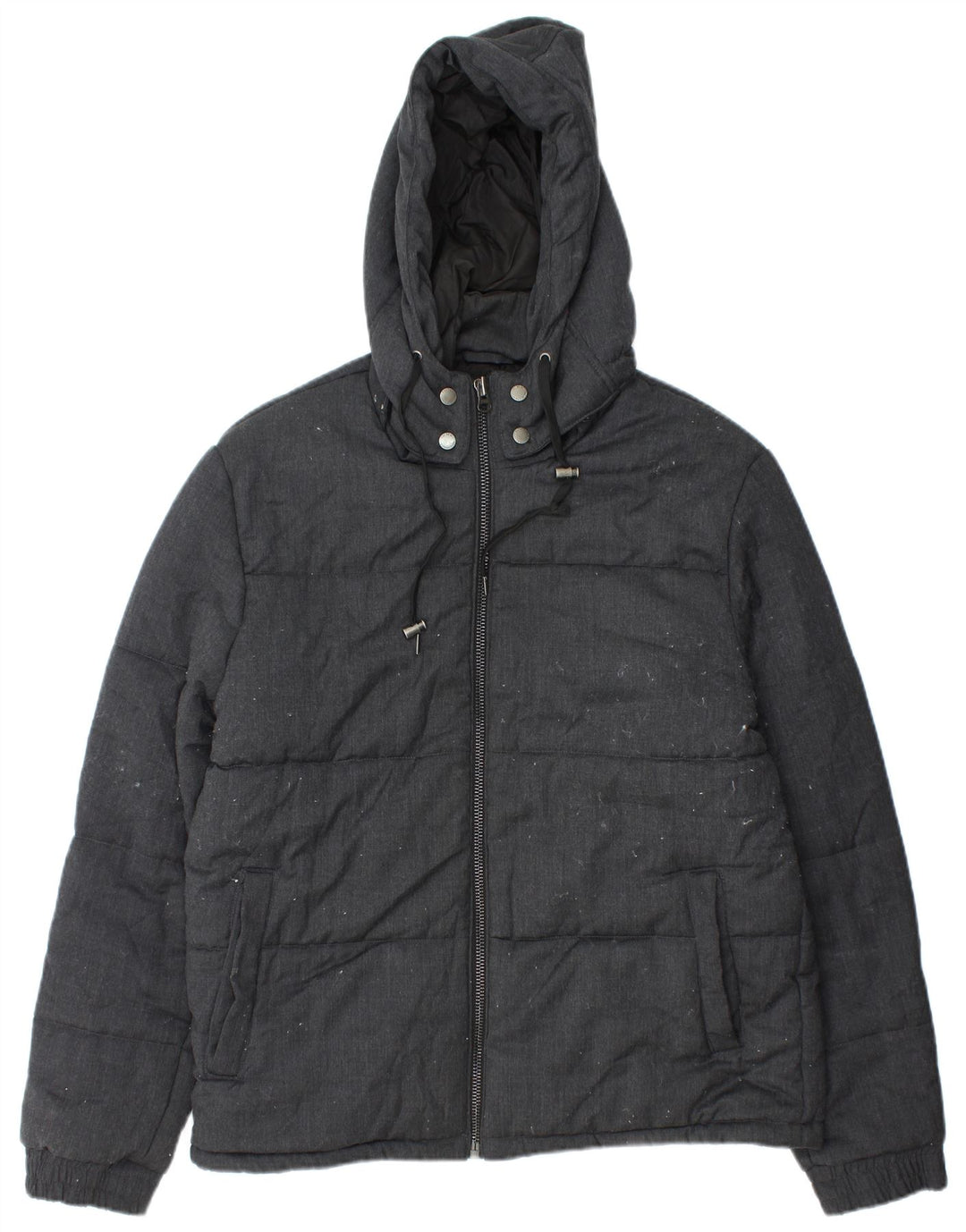 Jaqueta masculina acolchoada com capuz French Connection UK 42 XL lã preta