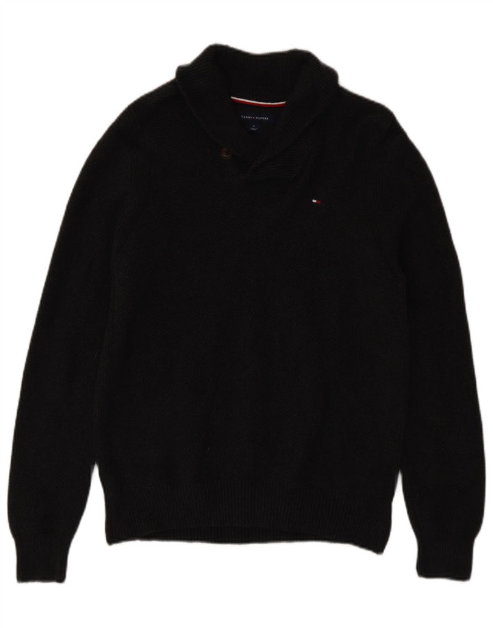 Tommy Hilfiger Suéter masculino com gola xale algodão cinza médio