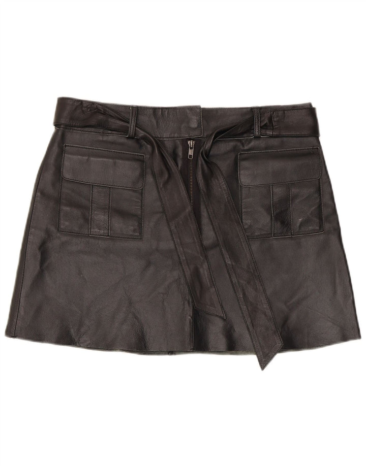 Mini saia feminina de couro Conbipel IT 44 médio W34 couro preto