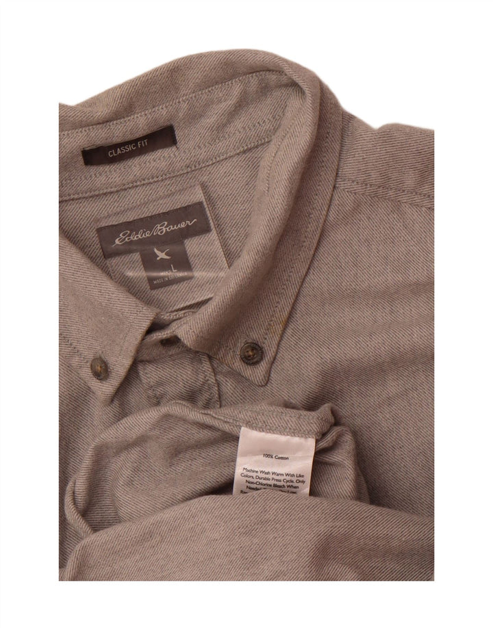 Camisa masculina de flanela Eddie Bauer Classic Fit grande algodão cinza