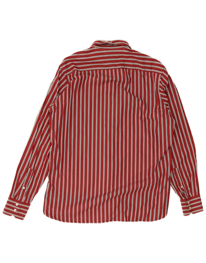 Camisa masculina Tommy Hilfiger grande listrada vermelha de algodão