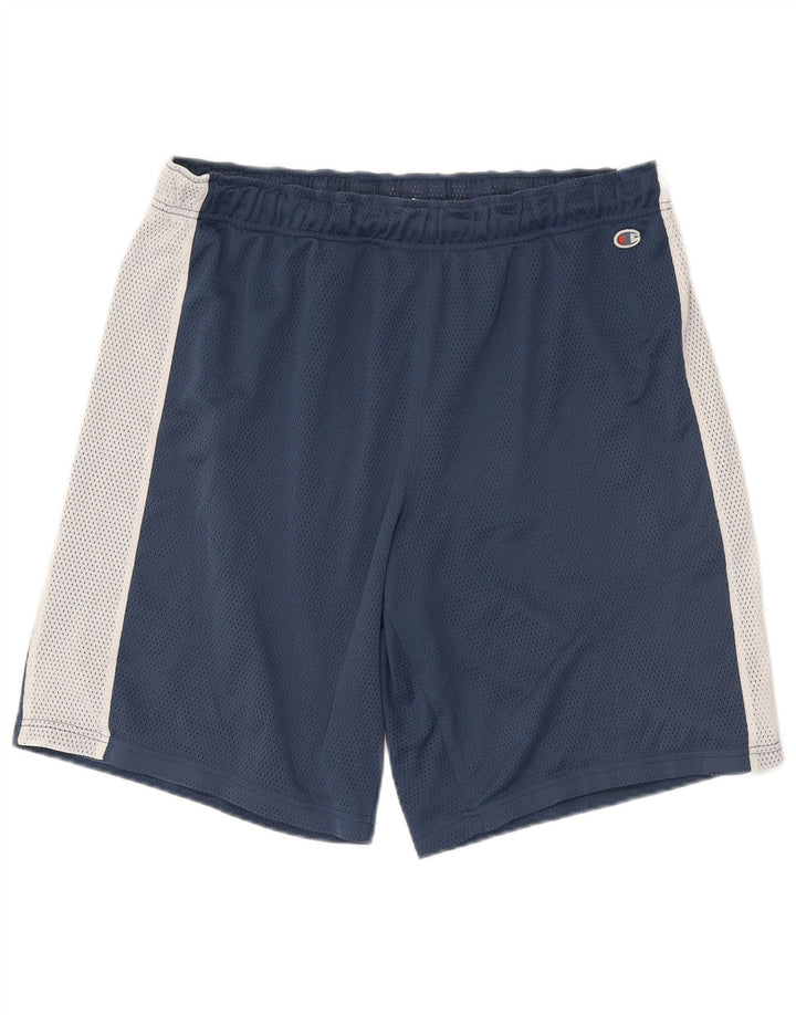 Shorts esportivos masculinos Champion XL azul marinho colorblock poliéster