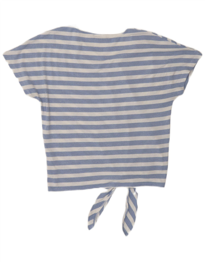 Blusa feminina Marks & Spencer com gravata frontal Reino Unido 12 listrado azul médio