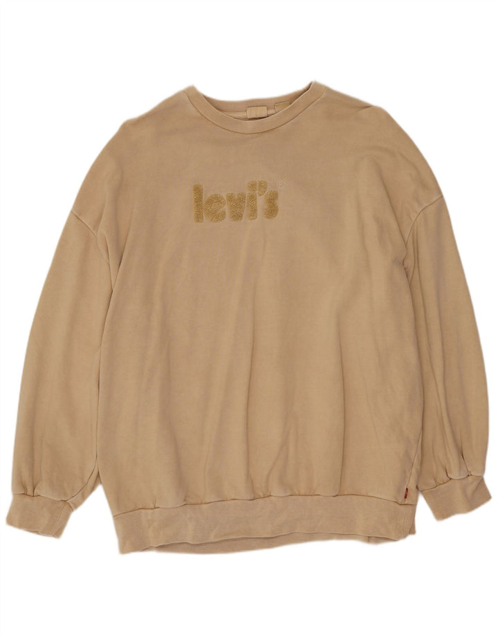 Levi's moletom masculino gráfico oversized jumper pequeno algodão bege