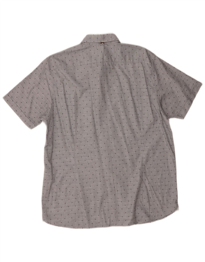 Camisa masculina de manga curta Ted Baker tamanho 5 XL algodão manchado cinza