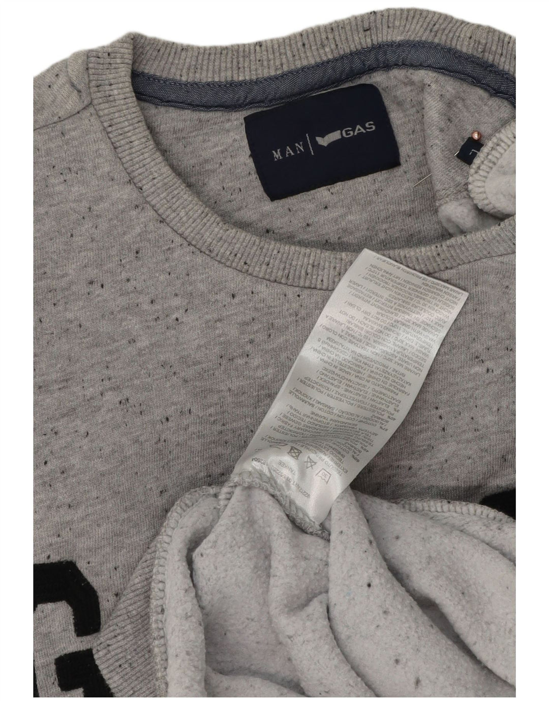 GAS moletom gráfico masculino jumper grande algodão manchado cinza