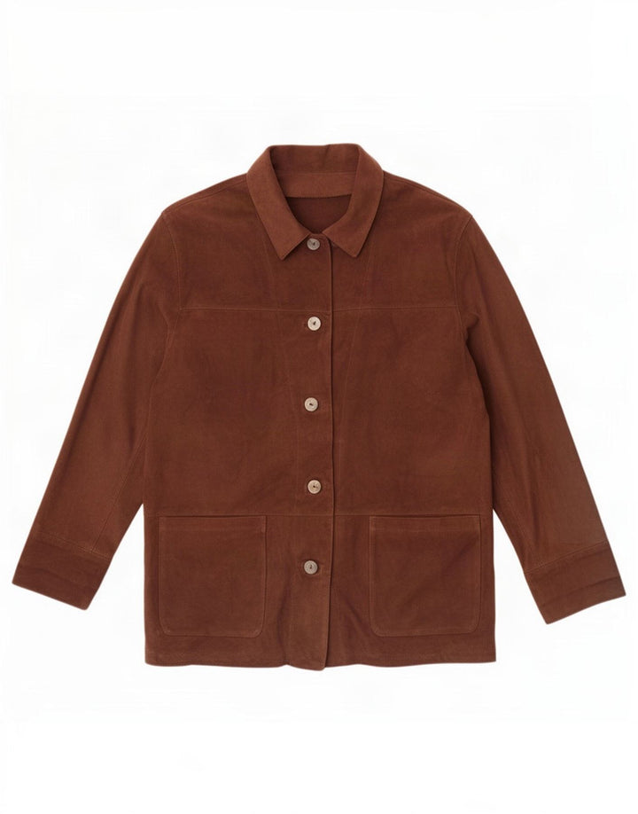 Jaqueta feminina vintage de camurça IT 48 XL couro marrom