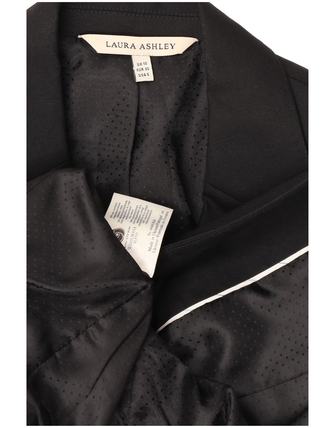 Jaqueta blazer feminina Laura Ashley com 1 botão Reino Unido 10 pequena lã preta