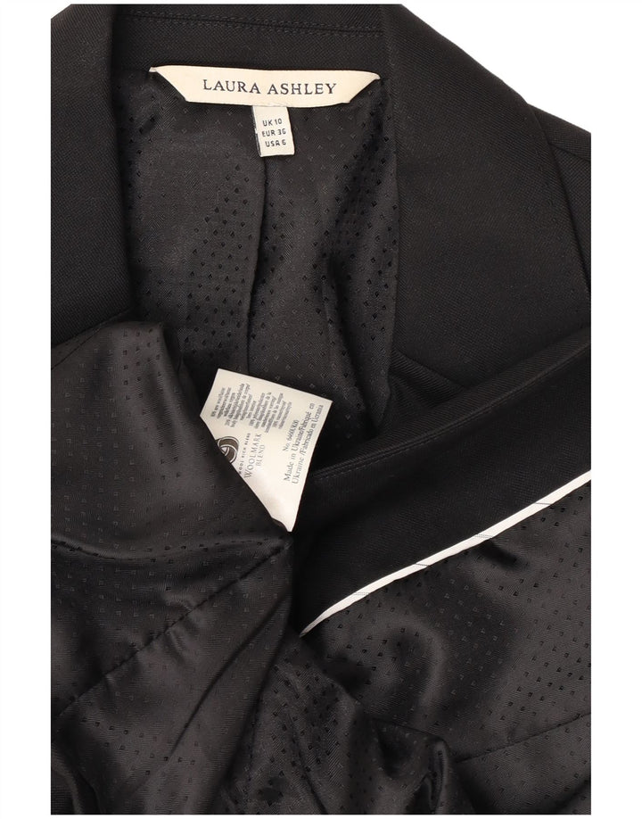 Jaqueta blazer feminina Laura Ashley com 1 botão Reino Unido 10 pequena lã preta