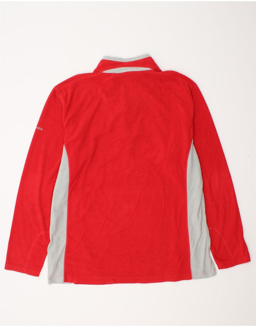 Suéter de lã masculino COLUMBIA com zíper e gola XL em poliéster colorblock vermelho