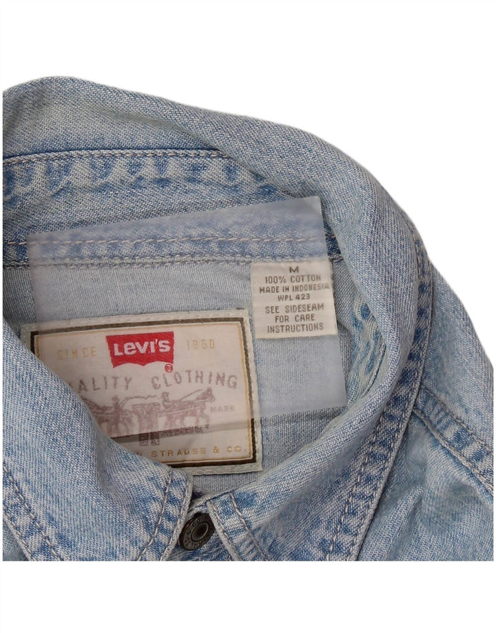 Camisa jeans masculina Levi's de algodão azul médio