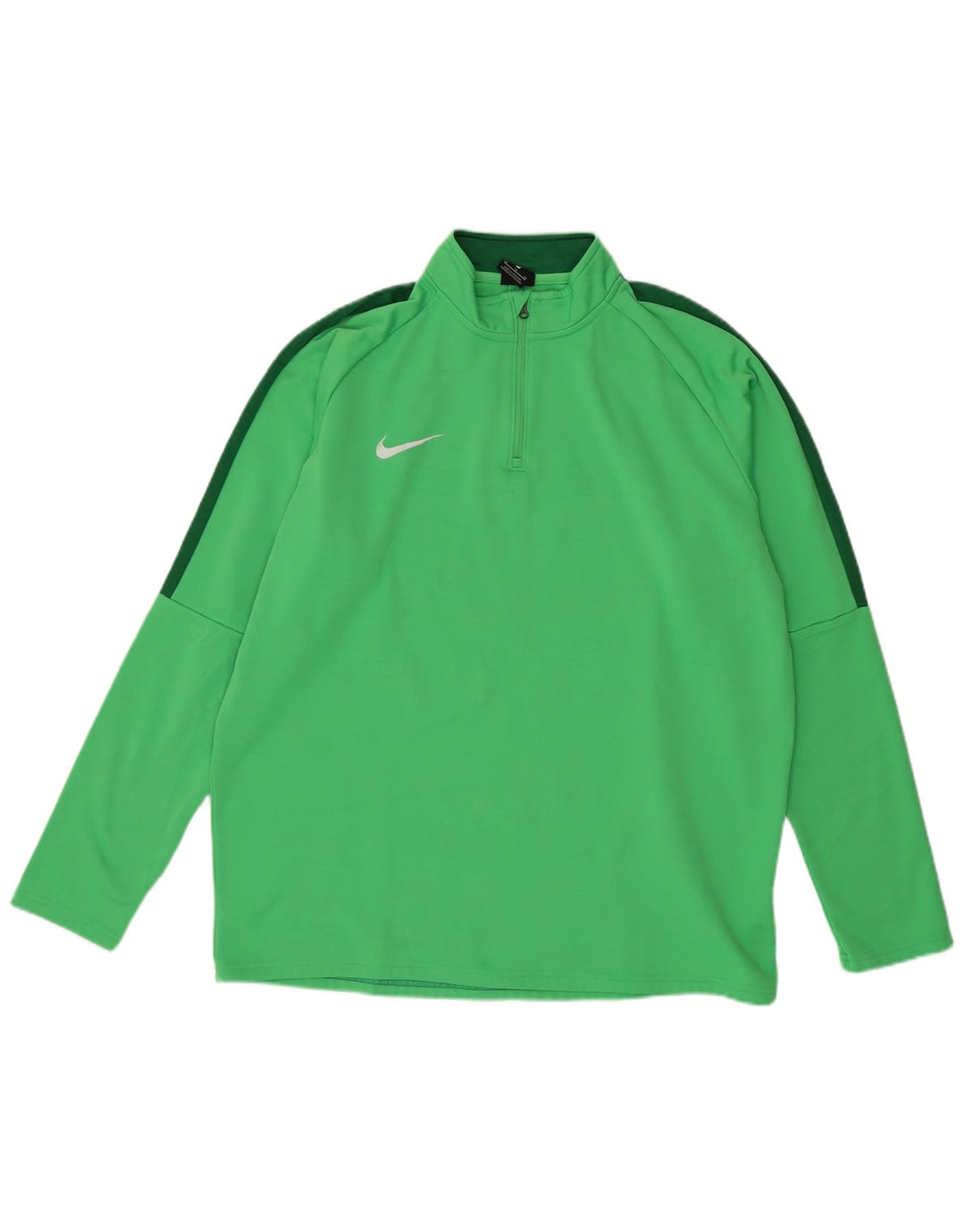 NIKE Masculino Dri Fit Zip Neck Pullover Treino Top XL Verde Colourblock