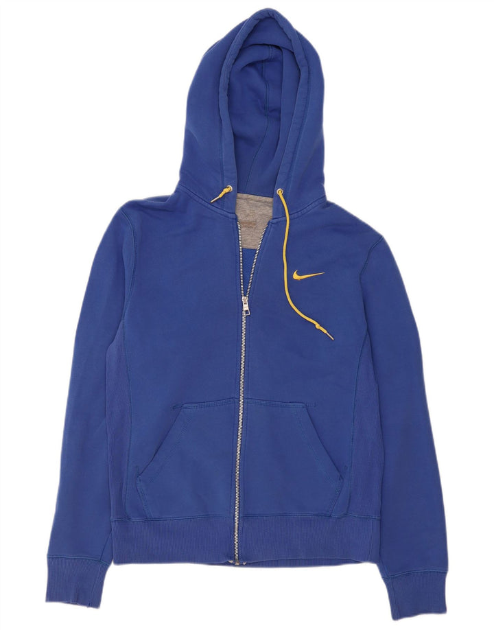 Suéter masculino Nike com capuz e zíper grande algodão azul