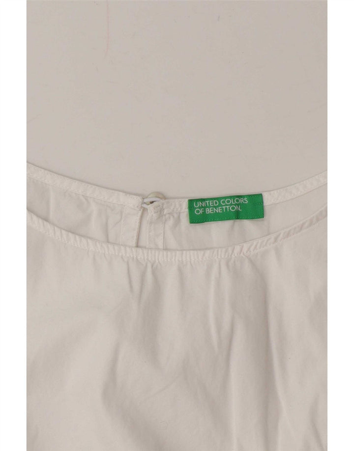 Blusa feminina sem mangas Benetton UK 12 médio branco