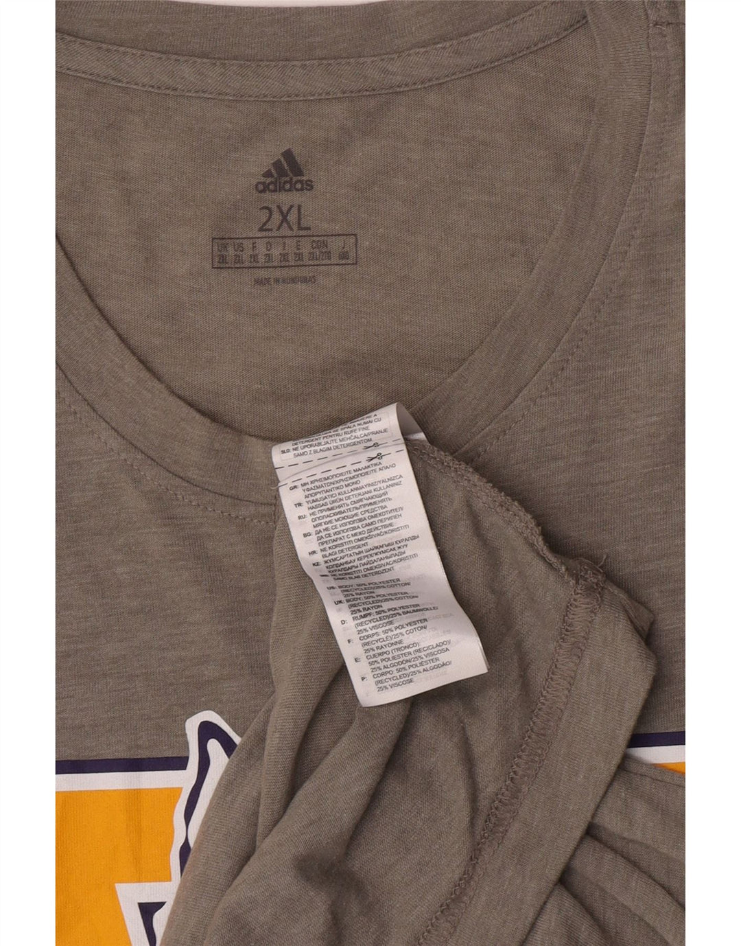 Adidas Mens Washington Huskies Camiseta gráfica Top 2XL Cinza Poliéster