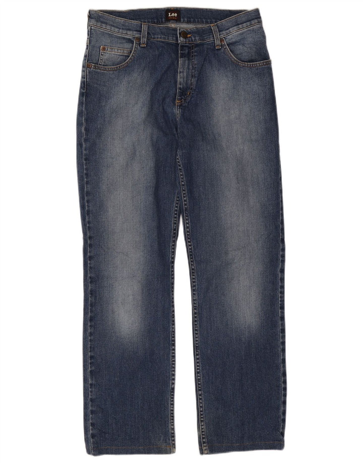 Lee Mens Brooklyn Straight Jeans W33 L29 Azul Algodão
