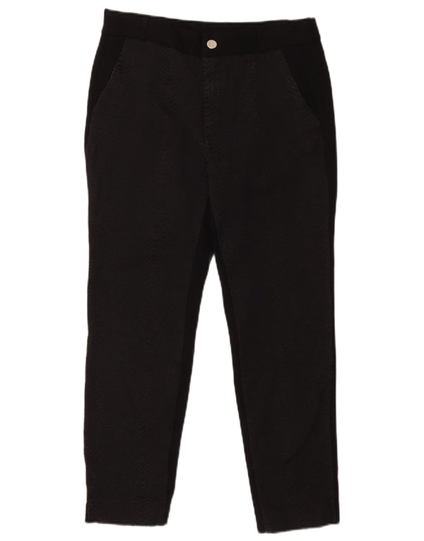 Calça feminina Zara cortada média W28 L25 preta estampa animal