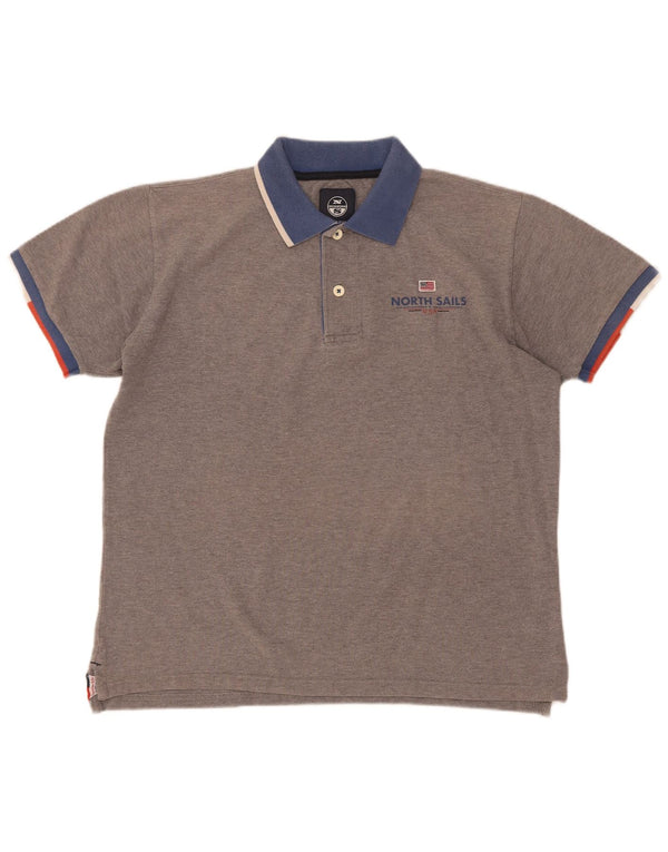 Camisa polo masculina North Sails grande cinza colorblock algodão