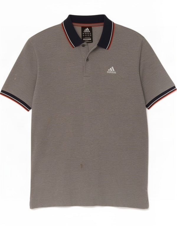 Adidas Mens Clima 365 Polo Shirt Cinza Médio Algodão Colorblock