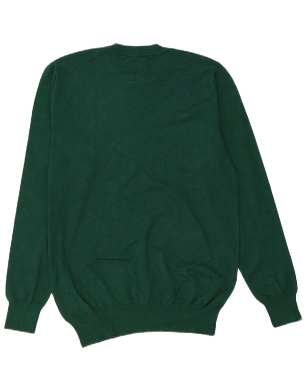 Suéter vintage masculino com gola redonda, viscose verde grande
