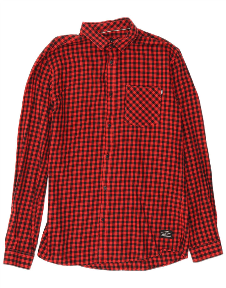 Camisa masculina Jack & Jones grande vermelha guingão