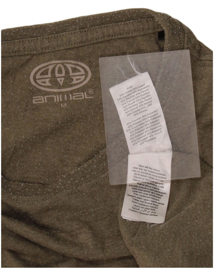 Animal Mens Graphic T-Shirt Top Médio Algodão Cáqui