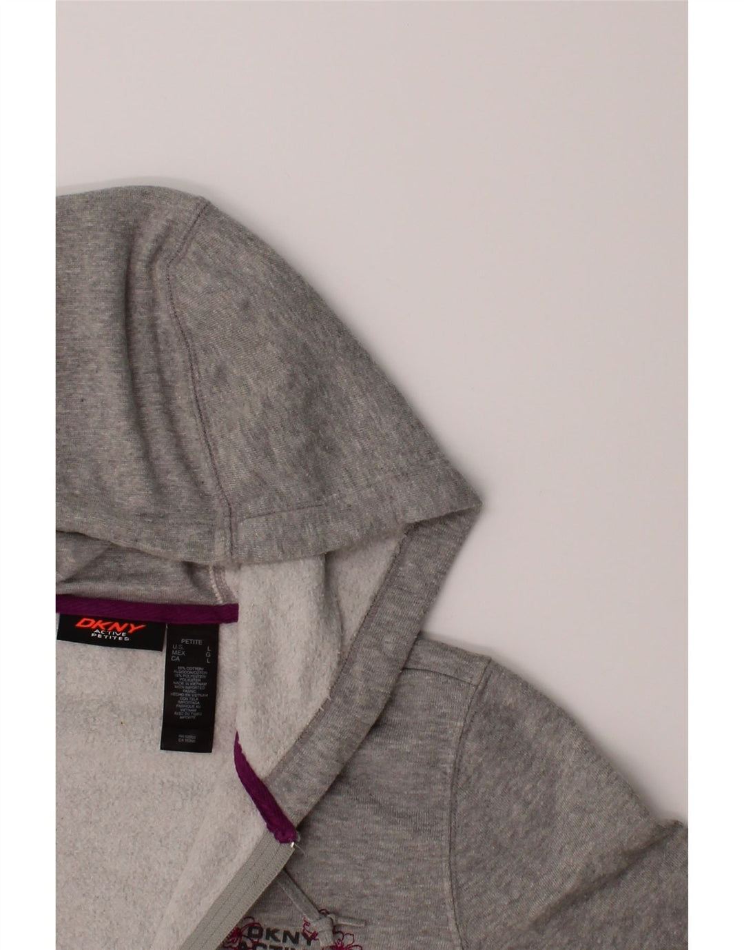 DKNY Girls Zip Hoodie Sweater 11-12 Years Large Grey Cotton Vintage Dkny and Second-Hand Dkny from Messina Hembry 