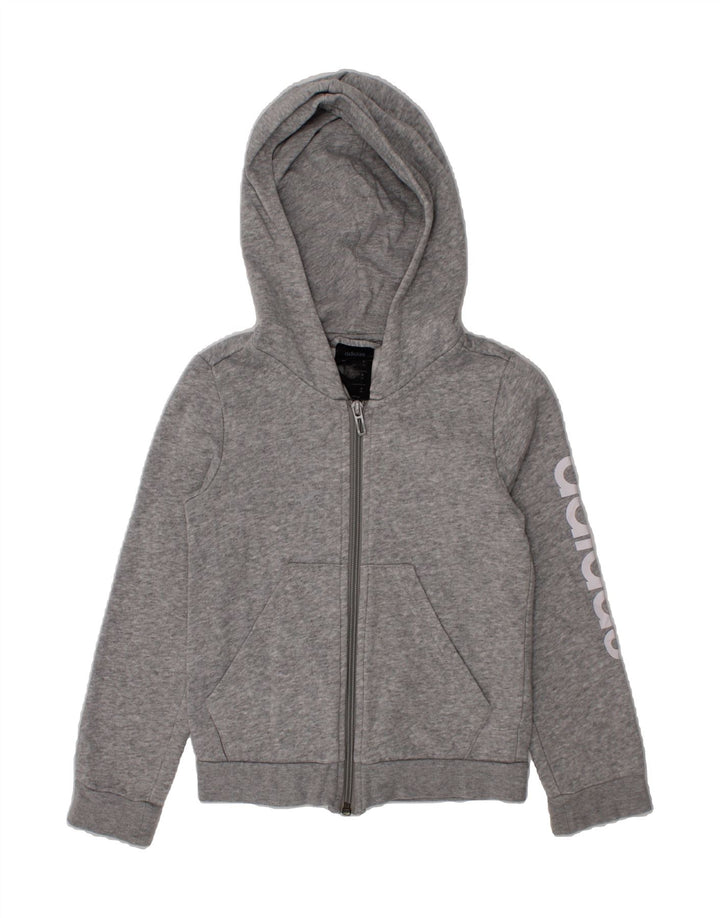 ADIDAS Boys Graphic Zip Hoodie Sweater 7-8 Years Grey Cotton Vintage Adidas and Second-Hand Adidas from Messina Hembry 