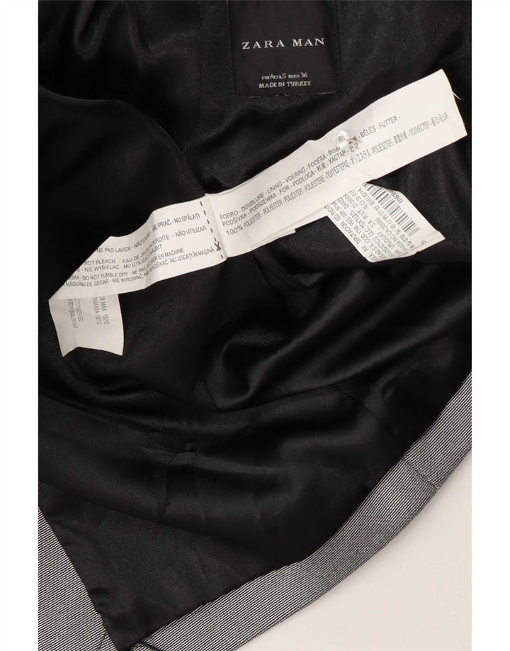 Jaqueta blazer masculina Zara com 1 botão UK 36 poliéster cinza pequeno