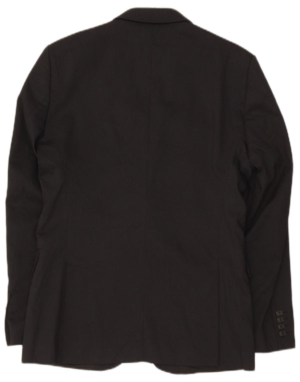 Jaqueta blazer masculina Zara com 2 botões EU 50 média preta listrada viscose