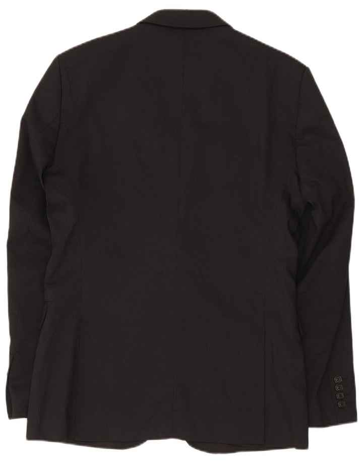 Jaqueta blazer masculina Zara com 2 botões EU 50 média preta listrada viscose