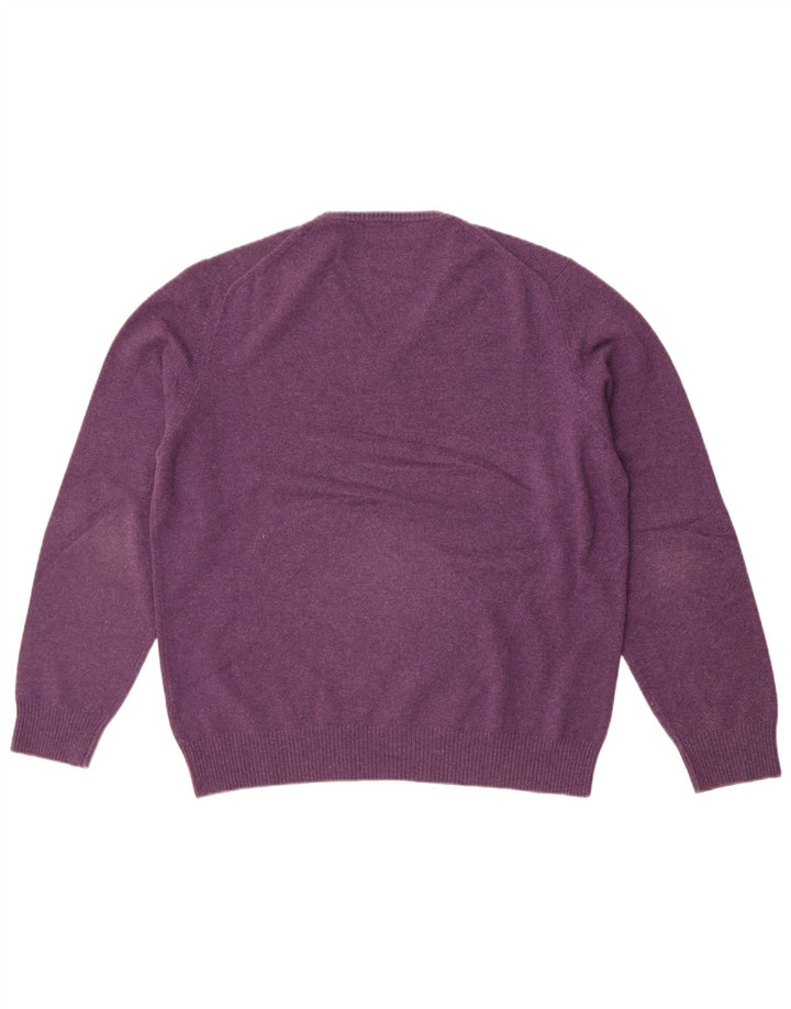 Suéter masculino Massimo Dutti com decote em V grande lã roxa
