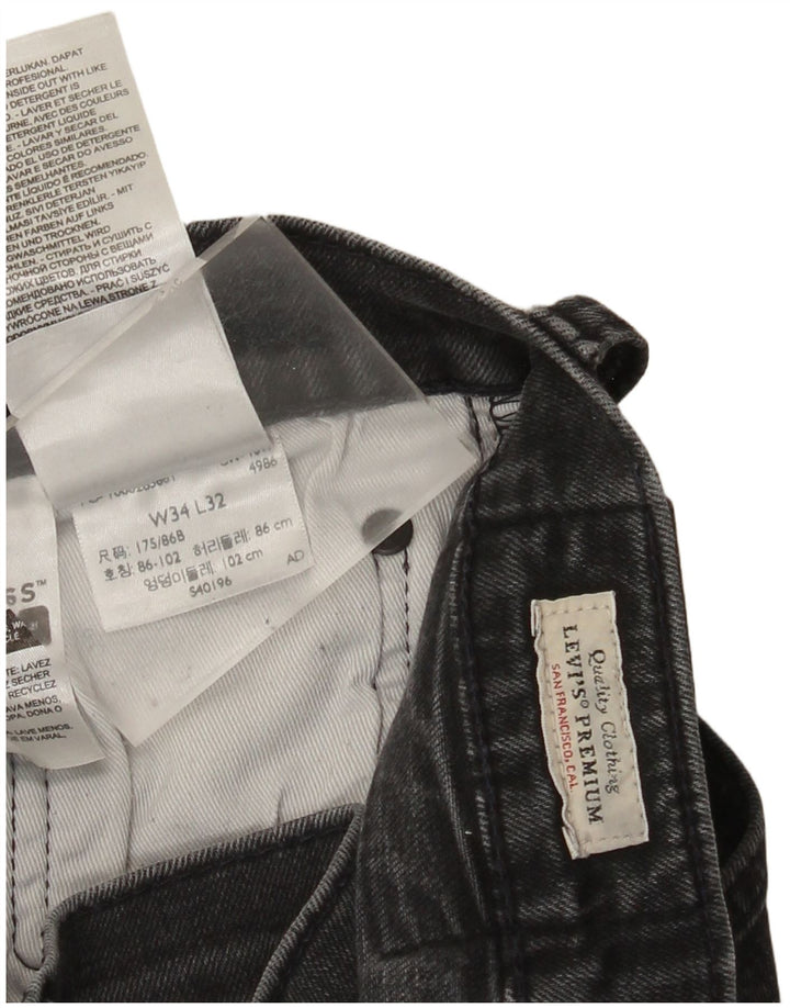 Levi's Mens Slim Jeans W34 L32 Cinza Algodão