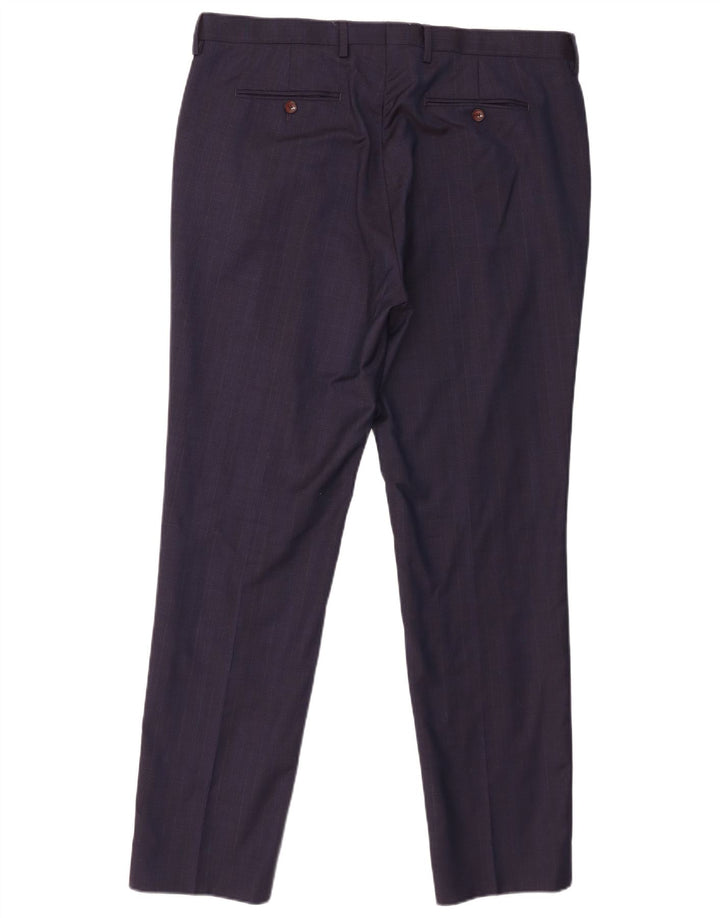 Calça masculina slim Ted Baker W36 L31 lã azul marinho